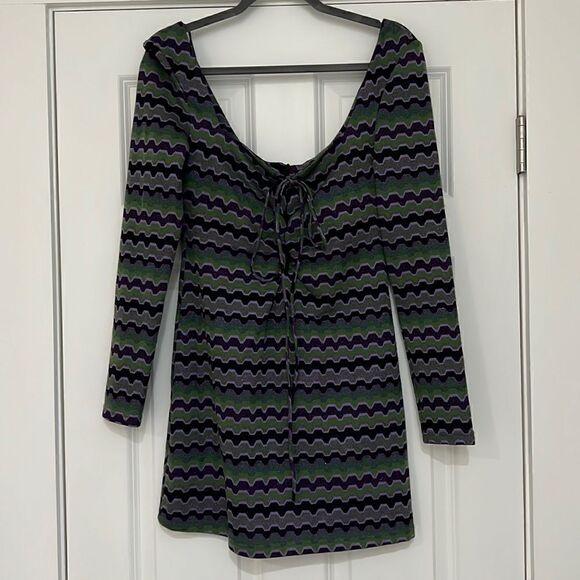 NWOT Zara ZigZag Lace Up Cutout Metallic Mini Dress - M - Picture 5 of 11